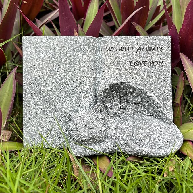 Customized Book Cat Tombstone Statue, Personalized Outdoor Cat Memorial Tombstone, Memorial Gift for Cat Lovers, Customized with Any Message