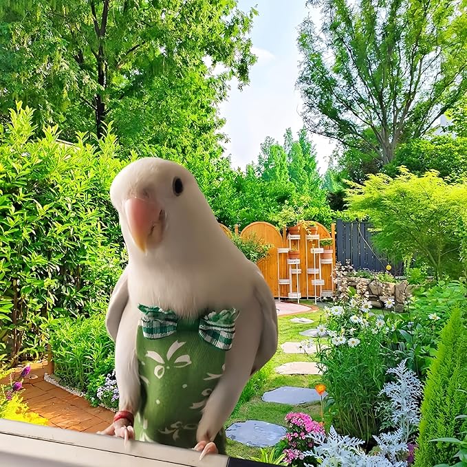 6Pcs Bird Diapers Bird Harness Flight Suits Diapers Reusable Parrot Nappy with Waterproof Inner Layer Washable Cute Urine Wet Suit Costume for Cockatiel Conure Budgie Macaw Parakeet, S