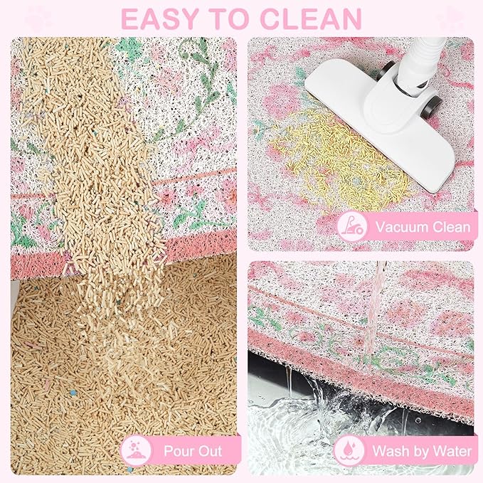 Unicorn Catcher Cat Litter Mat Non-Slip Bottom Litter Box Mat Urine-Proof Soft Litter Mat for Cats Waterproof Pads Protects Floors Cat Mat for Litter Box
