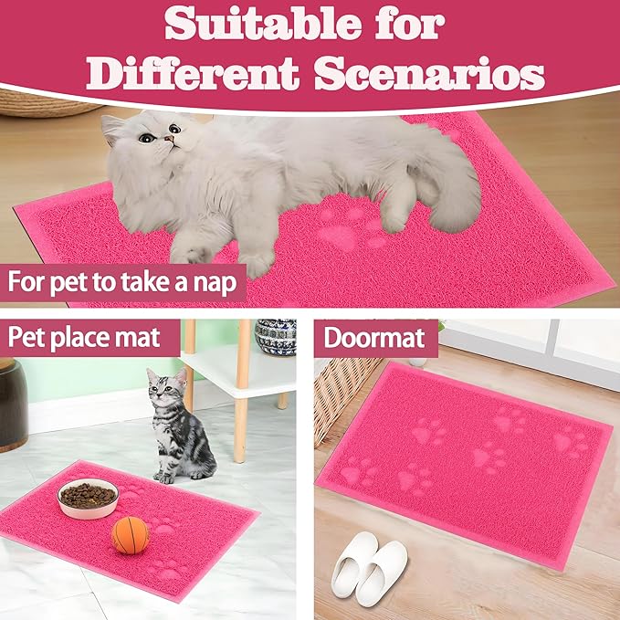 Darkyazi Cat Litter Box Mat for Floor Litter Trapping Mat Non-Slip Backing, Scatter Control, Easy Clean, Water Resistant, Soft on Paws (15.75" x 11.75",Rose red)