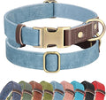 Didog Soft PU Leather Dog Collars for Small Dogs,Classic Adjustable Dog Collars with Quick Release Metal Buckle,Easy Clean and Comfortable with Nylon Lining,Denim Blue,S Neck 11-15"
