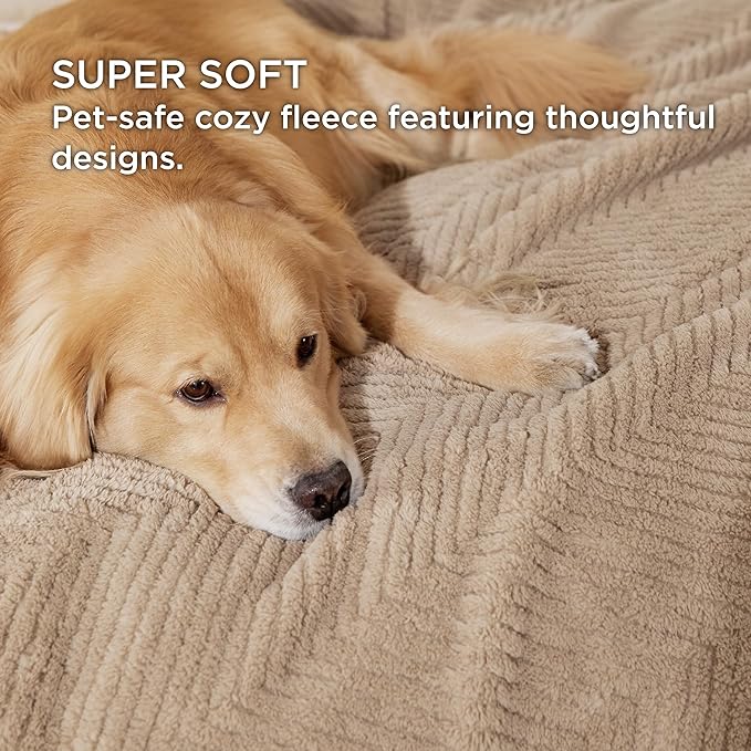 Bedsure Dog Blanket for Large Dogs Washable - Fluffy Fuzzy Puppy Cat Blanket with Premium 300GSM Coral Fleece Soft for Pet Kitten Doggy, Brown, 40x50IN