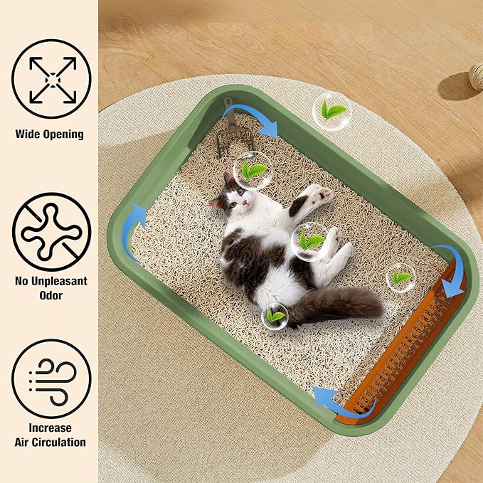 Gefryco Senior Cat Litter Box Low Entry Extra Large Litter Box for Indoor Cats Corner Low Cat Pan