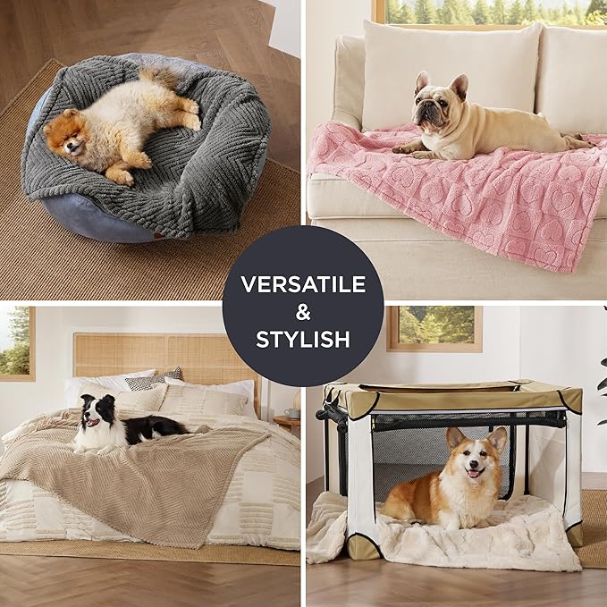 Bedsure Dog Blanket for Large Dogs Washable - Fluffy Fuzzy Puppy Cat Blanket for Couch with Premium 300GSM Coral Fleece Soft for Pet Kitten Doggy, Pink, 50x60IN