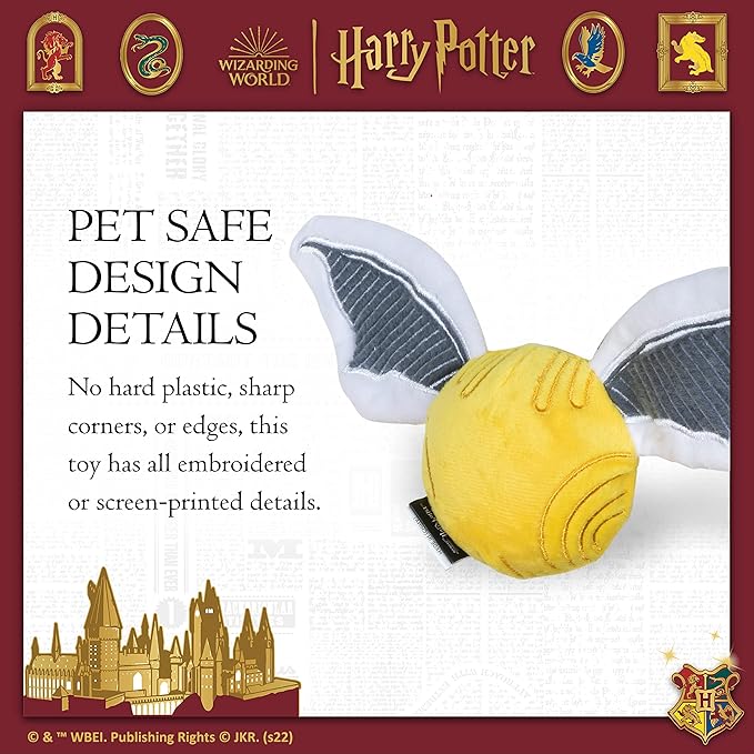 Harry Potter Snitch Pet Squeaker Toy | Dog Toy Snitch Squeaker Ball | Quidditch Inspired Dog Toy for Pets | Crinkle Dog Toy, Dog Ball Toys, Squeaky Ball for Dogs, 10 inch