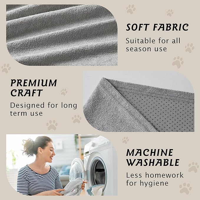 PuTian Couch Cover for Dogs - Waterproof Anti-Scratch Washable Non Slip 3 Cushion Cover Blanket L Shaped Recliner Sectional Arm Chair Sofa Slipcover for Pet Cats Kids, 71''X118'' Boho Grey