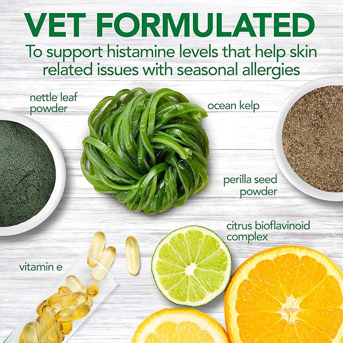 Vet's Best Seasonal Allergy Soft Chew Dog Supplements - Soothes Dogs Skin Irritation Due to Seasonal Allergies - Maintain Histamine Levels - 90 Day Supply