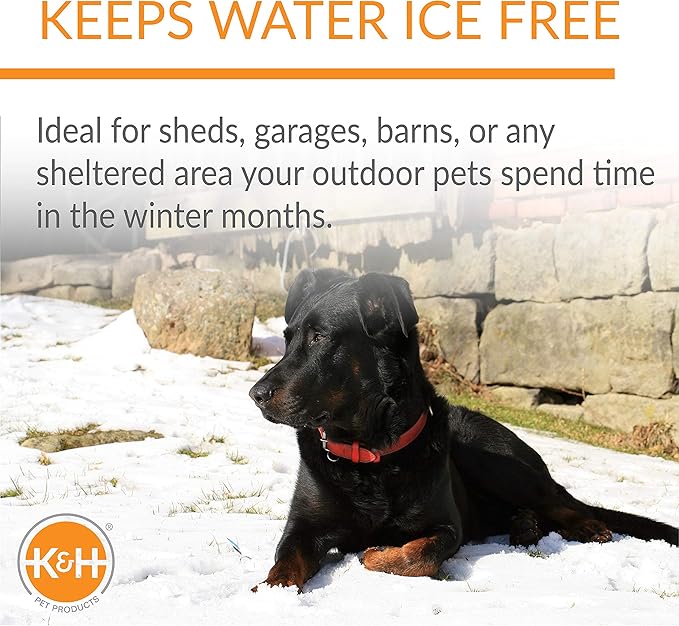 K&H Pet Products Thermal-Bowl Heated Water Bowl for Cats & Dogs Outside, Safety Listed Outdoor Heated Dog Dish for Pets, Automatic No Freeze, Anti Chew Cord - 1.5 Gallons Granite 25W