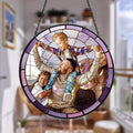 Personalized Photo Stained Glass Suncatcher 2026, Custom Family Picture & Message, Christmas Birthday Valentine's Day GrandparentDay Gift for Mom Dad Grandma Grandpa Parents Couple