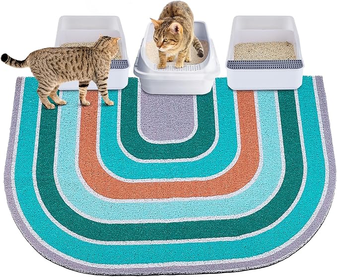 Unicorn Catcher Cat Litter Mat Quality Litter Box Mat Large Non-Slip Cat Litter Mat Litter Trapping Mat Soft Kitty Litter Mat Compatible Two Litter Boxes Cat Products Easy to Clean,Green,XL