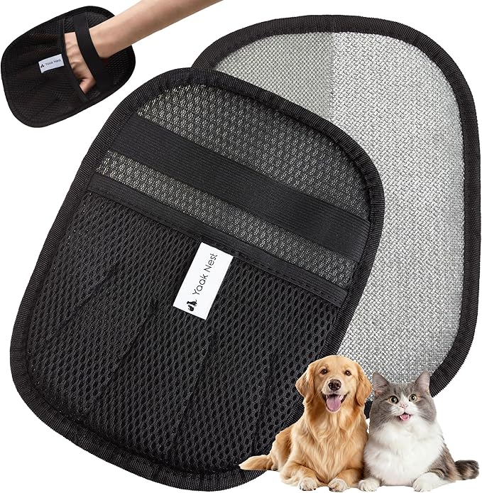 Magic Brush Pet Hair Removal Glove for Cats & Dogs - Upgraded Five-Finger Electrostatic Pet Gloves, Reusable Pet Hair Remover Tool for Laundry, Couch, Carpet, Car Seat & Furniture