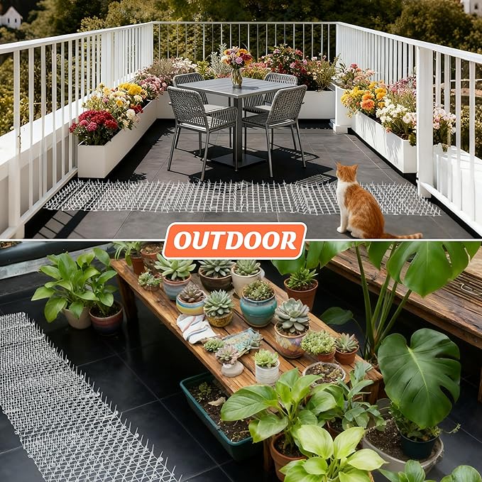 Transparent Cat Scat Mat 2 Pack, 6.5FT Clear Cat Deterrent Mats with Spikes for Sofa, Windowsill, Balcony & Garden, Cuttable Indoor Outdoor Pet Repellent Strips, 78 x 11 Inch Each