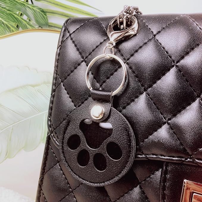 Pet Hair Storage Keychain, Dog Cat Fur Container Collector Keepsake, PU Leather Memorial Keyring, Collar Bag Charms