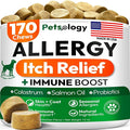 Dog Allergy Relief Chews - 170 Dog Allergy Chews - Itch Relief for Dogs - Omega 3 Fish Oil, Probiotics for Itchy Skin & Hot Spots Allergies, Paw Licking - Dry Skin & Coat Supplement - Immune Health