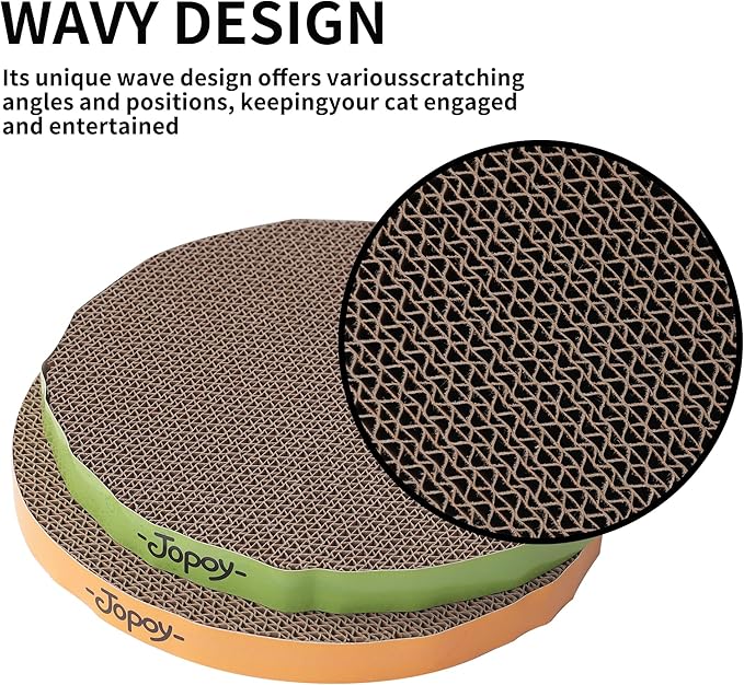 Round Cat Scratcher Replacement Pads -Circle Scratcher Pad Cardboard Cat Scratchers Refill 10 inch Diameter 7/8 inch Thickness(Green and Yellow Cardboard 2PCS)