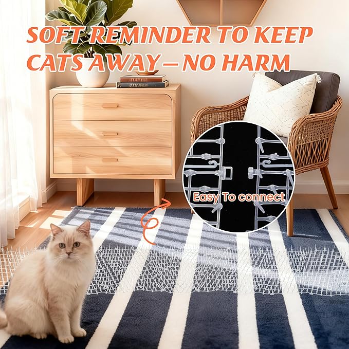 Transparent Cat Scat Mat 2 Pack, 6.5FT Clear Cat Deterrent Mats with Spikes for Sofa, Windowsill, Balcony & Garden, Cuttable Indoor Outdoor Pet Repellent Strips, 78 x 11 Inch Each