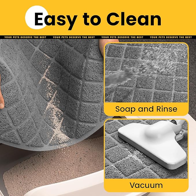 Conlun Cat Litter Mat Litter Trapping Mat, 40" x 28" Premium Durable PVC Grid Mesh with Scatter Control, Non-Slip, Less Waste Cat Litter Box Mat, Soft on Kitty’s Paws, Urine Waterproof