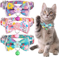 Cat Collar Breakaway, HYQHYX Floral Kitten Collar with Bell, Cute Cat Collar with Bow for Girl Boy Removable Bowtie