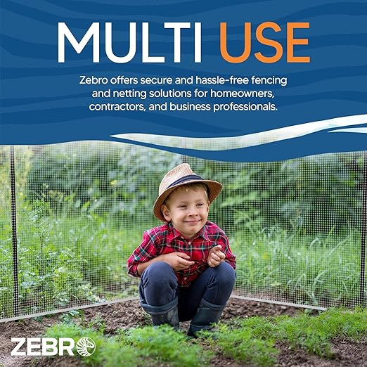 ZEBRO Plastic Hardware Mesh Screen & Fence Roll (2' x 15' White) - Plastic Indoor or Outdoor Balcony, Patio & Porch Netting - Safety Barrier Plastic Fence to Protect Pets & Kids Around The Home