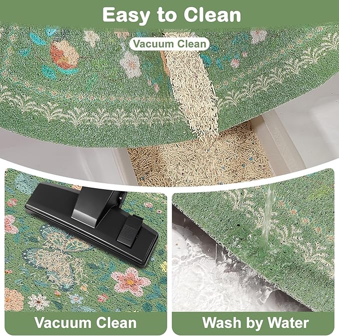Unicorn Catcher 40x30 inches Cat Litter Mat Non-Slip Bottom Litter Box Mat Urine-Proof Soft Litter Mat for Cats Waterproof Pads Protects Floors Cat Mat for Litter Box