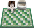Bienbee Cat Litter Mat, 33" x 22" Waterproof Litter Box Mat Litters Rug with Non-Slip Bottom, Easy to Clean Litter Trapping Mat for Cat,Green Checkerboard L