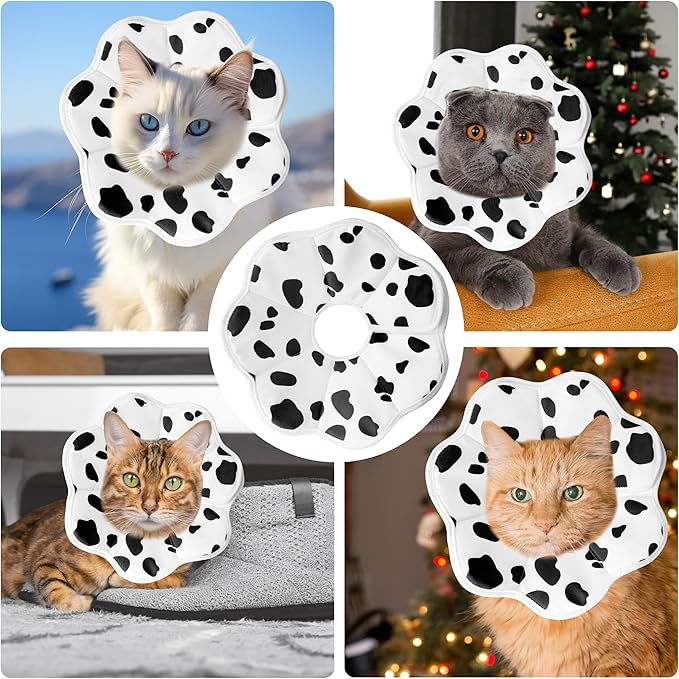 Soft Adjustable Cat Cone Collar, Comfortable Cat Recovery Collar Suitable for Various Types of Cats,Elizabethan Neck Protective Collar for Cats After Surgery (Milk, Small)