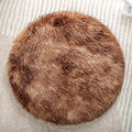 Round Plush Pet Mat Thin Style Pad Mat for Cats, Small Dogs, Rabbits, Guinea Pigs, Washable Soft Sofa mat, for Crate Cat Tree Tower Window Perch (Brown, Large (23.6inch) - 1pcs)