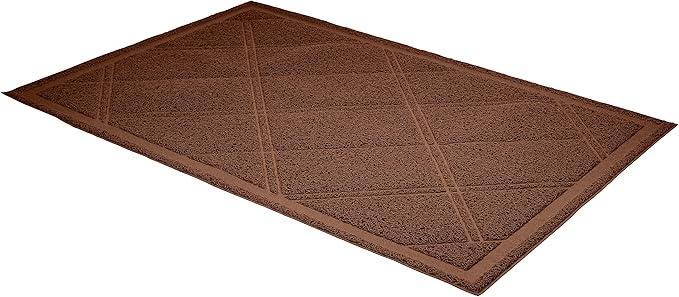 Amazon Basics Less-Mess Cat Litter Box Mat, 24" x 35", Unscented, Brown (Pack of 10)