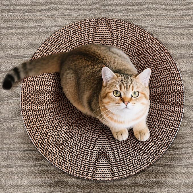 Round Cat Scratcher Pad 10 inch Diameter 3/5 inch Thickness Scratch Replacement Refill Scratching Board Cat scratchers for Indoor Cats (2 Pc)