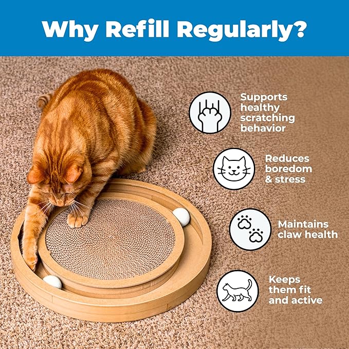 Best Pet Supplies Catify Cat Scratcher, Fun Interactive Scratchers, Posts, Poles, Claw Safe, Furniture Saver Indoor Play Support Natural Cat Behaviors Heavy Duty - 3 Pack Round