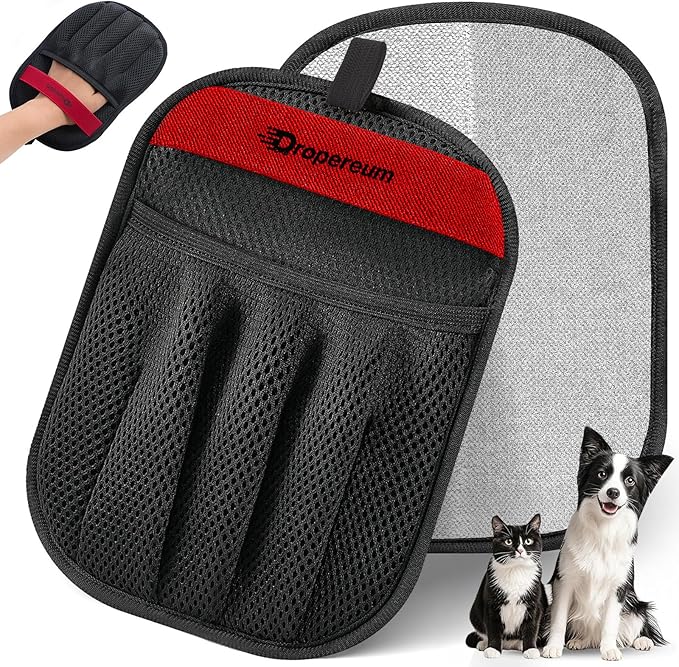Pet Hair Removal Gloves - Electrostatic Pet Hair Gloves, Pet-Hair Remover Tool, Upgraded Pet-Hair Removal-Gloves for Cats & Dogs, Reusable 5-Finger Pets Hair-Remover-Gloves for Carpet Clothing Laundry