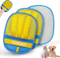 Thickened Ectrostatic Pet Hair Removal Glove for Cat & Dog, Upgraded Five-Finger Reusable Magic Brush Pet Hair Remover Tool for Couch, Clothing, Carpet & Car Seat (2Pcs-Blue & Yellow)