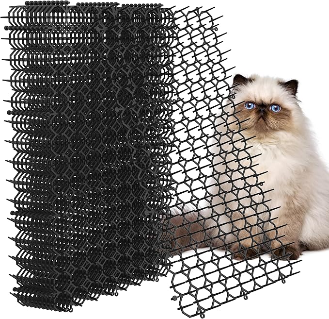 Hmyomina 16 x 8 Inch Scat Mat for Cats, 12 Pack Cat Scat Mat with Spikes - Deterrent Mat for Cats and Dogs - Cat Deterrent Outdoor & Indoor