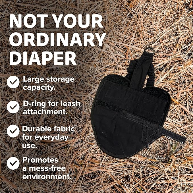 Hen Holster Starter Kit - Wrap-Around Duck Diaper w/Removable Liner & Fixed Tab - Durable, Secure Fit, Easy-to-Wear - Essential Duck Supplies for Real Ducks, Made in USA - Black, Large