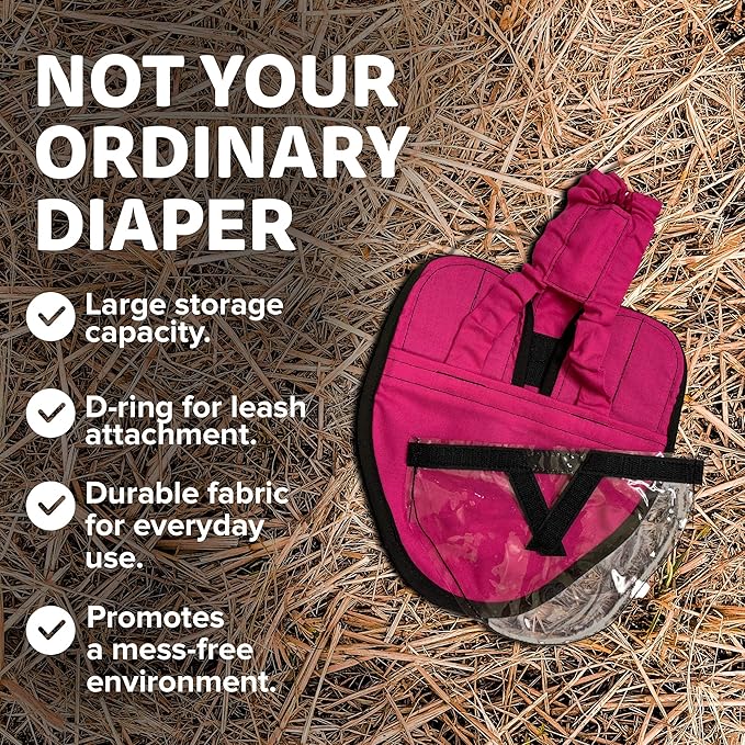 Hen Holster Starter Kit - Wrap-Around Runner Duck Diaper w/ Removable Liner & Fixed Tab - Durable, Secure Fit, Easy-to-Wear - Essential Duck Supplies for Real Ducks, Made in USA - Pink