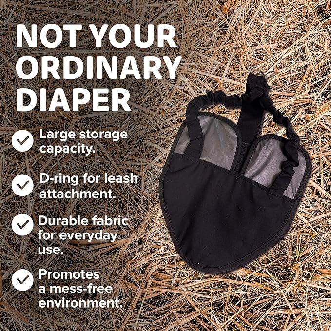 Hen Holster Premium Starter Kit - Bird Diaper, Wrap Around for Hens, Roosters, Ducks - Leak-Proof, Comfortable Bird Harness with Sewn-in Liner, Secure Hook & Loop Closure - XL, Black