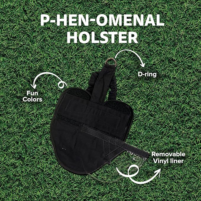 Hen Holster Starter Kit - Wrap-Around Duck Diaper w/Removable Liner & Fixed Tab - Durable, Secure Fit, Easy-to-Wear - Essential Duck Supplies for Real Ducks, Made in USA - Black, Large