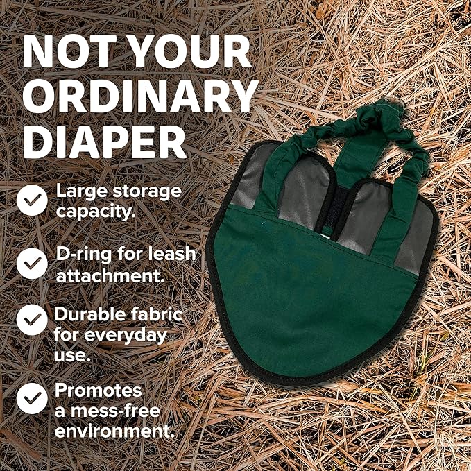 Hen Holster Premium Starter Kit - Bird Diaper, Wrap Around for Hens, Roosters, Ducks - Leak-Proof, Comfortable Bird Harness with Sewn-in Liner, Secure Hook & Loop Closure - Large, Green