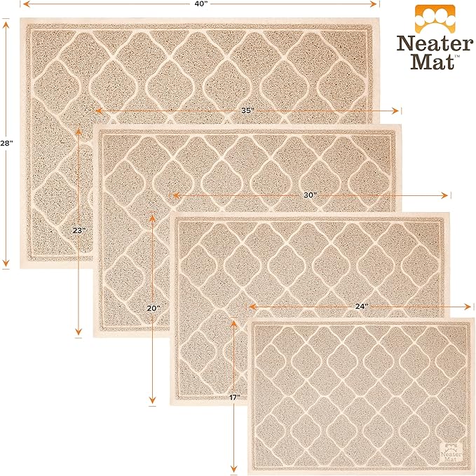 Neater Pets Neater Mat Cat Litter Mat, Thick & Durable Cat Mat for Litter Box, Trapper Pad Catches Mess to Protect Indoor Floors, Soft on Kitty Paws, Anti-Skid Grip Backing, Easy to Clean, Beige