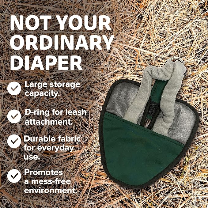 Hen Holster Premium Starter Kit - Bird Diaper, Wrap Around for Larger Pigeons, Small Breed Hens & Roosters - Leak-Proof, Comfortable Bird Harness with Sewn-in Liner & Hook & Loop Closure - XS, Green