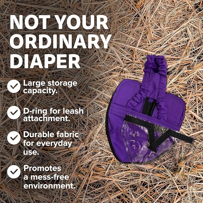 Hen Holster Starter Kit - Wrap-Around Runner Duck Diaper w/ Removable Liner & Fixed Tab - Durable, Secure Fit, Easy-to-Wear - Essential Duck Supplies for Real Ducks, Made in USA - Purple