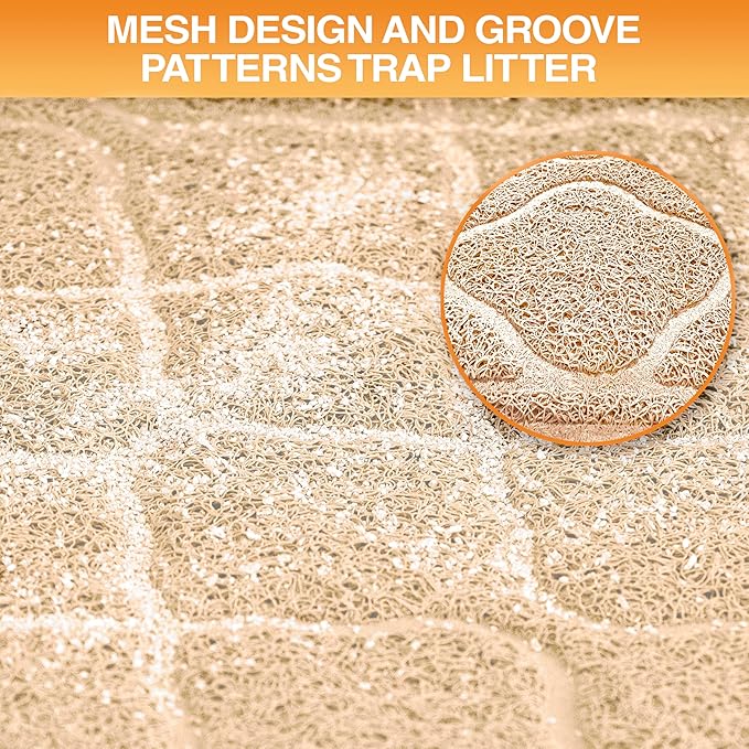 Neater Pets Neater Mat Cat Litter Mat, Thick & Durable Cat Mat for Litter Box, Trapper Pad Catches Mess to Protect Indoor Floors, Soft on Kitty Paws, Anti-Skid Grip Backing, Easy to Clean, Beige