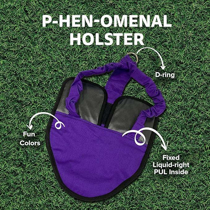 Hen Holster Premium Starter Kit - Bird Diaper, Wrap Around for Hens, Roosters, Ducks - Leak-Proof, Comfortable Bird Harness with Sewn-in Liner, Secure Hook & Loop Closure - S/M Purple