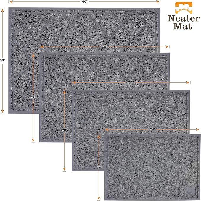 Neater Pets Neater Mat Cat Litter Mat, Thick & Durable Cat Mat for Litter Box, Trapper Pad Catches Mess to Protect Indoor Floors, Soft on Kitty Paws, Anti-Skid Grip Backing, Easy to Clean, Charcoal