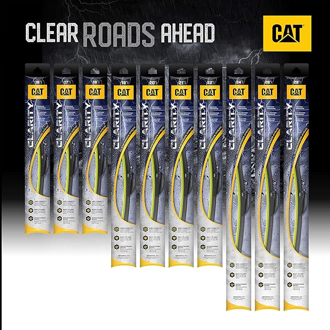 CAT Clarity Wiper Blades (2-Pack), Premium Performance Direct OEM Replacement, Universal Fit Front Windshield Wiper Blades, Durable Streak-Free Spotless Silent Easy Installation - 22" + 21"