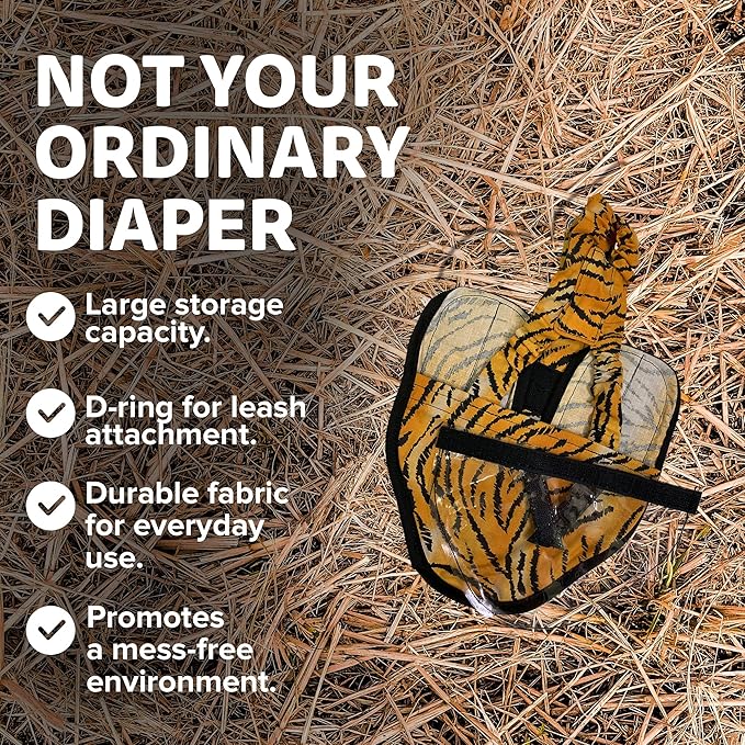 Hen Holster Starter Kit - Wrap-Around Runner Duck Diaper w/ Removable Liner & Fixed Tab - Durable, Secure Fit, Easy-to-Wear - Essential Duck Supplies for Real Ducks, Made in USA - Tiger