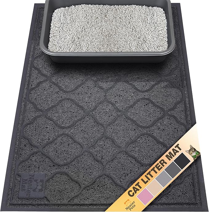 Neater Pets Neater Mat Cat Litter Mat, Thick & Durable Cat Mat for Litter Box, Trapper Pad Catches Mess to Protect Indoor Floors, Soft on Kitty Paws, Anti-Skid Grip Backing, Easy to Clean, Black