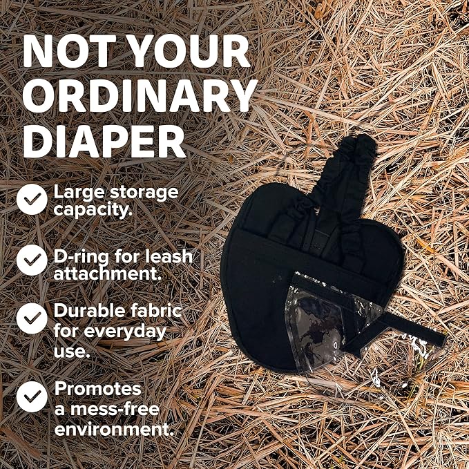 Hen Holster Starter Kit - Wrap-Around Runner Duck Diaper w/ Removable Liner & Fixed Tab - Durable, Secure Fit, Easy-to-Wear - Essential Duck Supplies for Real Ducks, Made in USA - Black