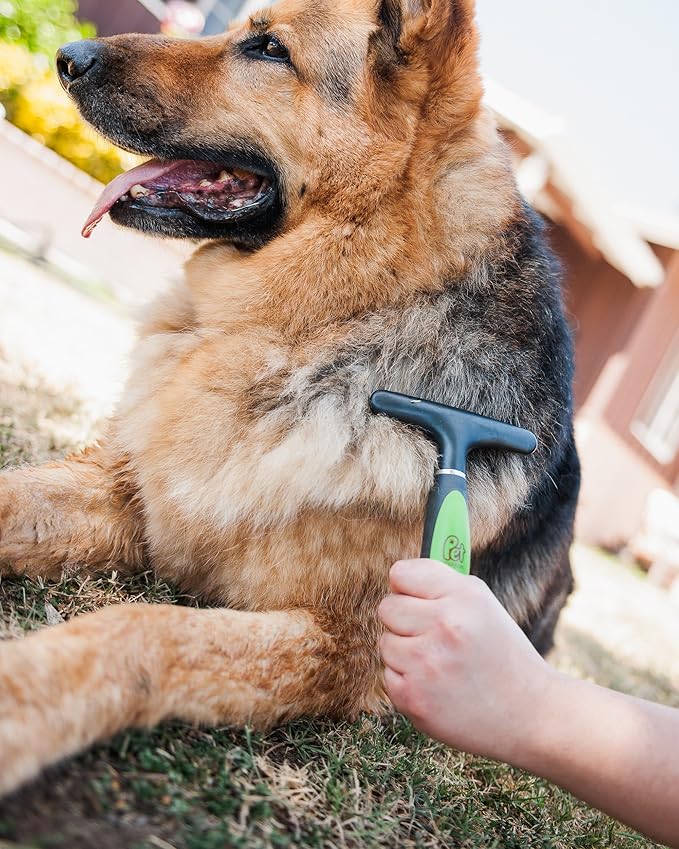 Professional Grooming Brushes (Pack of 3) Double Sided Brush, Long Tooth Undercoat Dog Rake & De-Matting Comb for Dogs, Cats & Other Animals, Green & Black (DogBrushesTop)