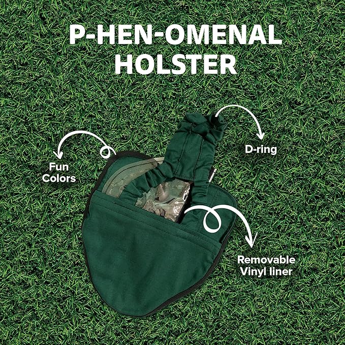 Hen Holster Starter Kit - Wrap-Around Runner Duck Diaper w/ Removable Liner & Fixed Tab - Durable, Secure Fit, Easy-to-Wear - Essential Duck Supplies for Real Ducks, Made in USA - Green